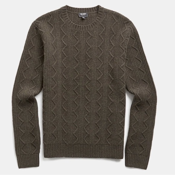 Todd Snyder 100% Merino Wool Green Pullover Cable Knit Sweater - Picture 1 of 1